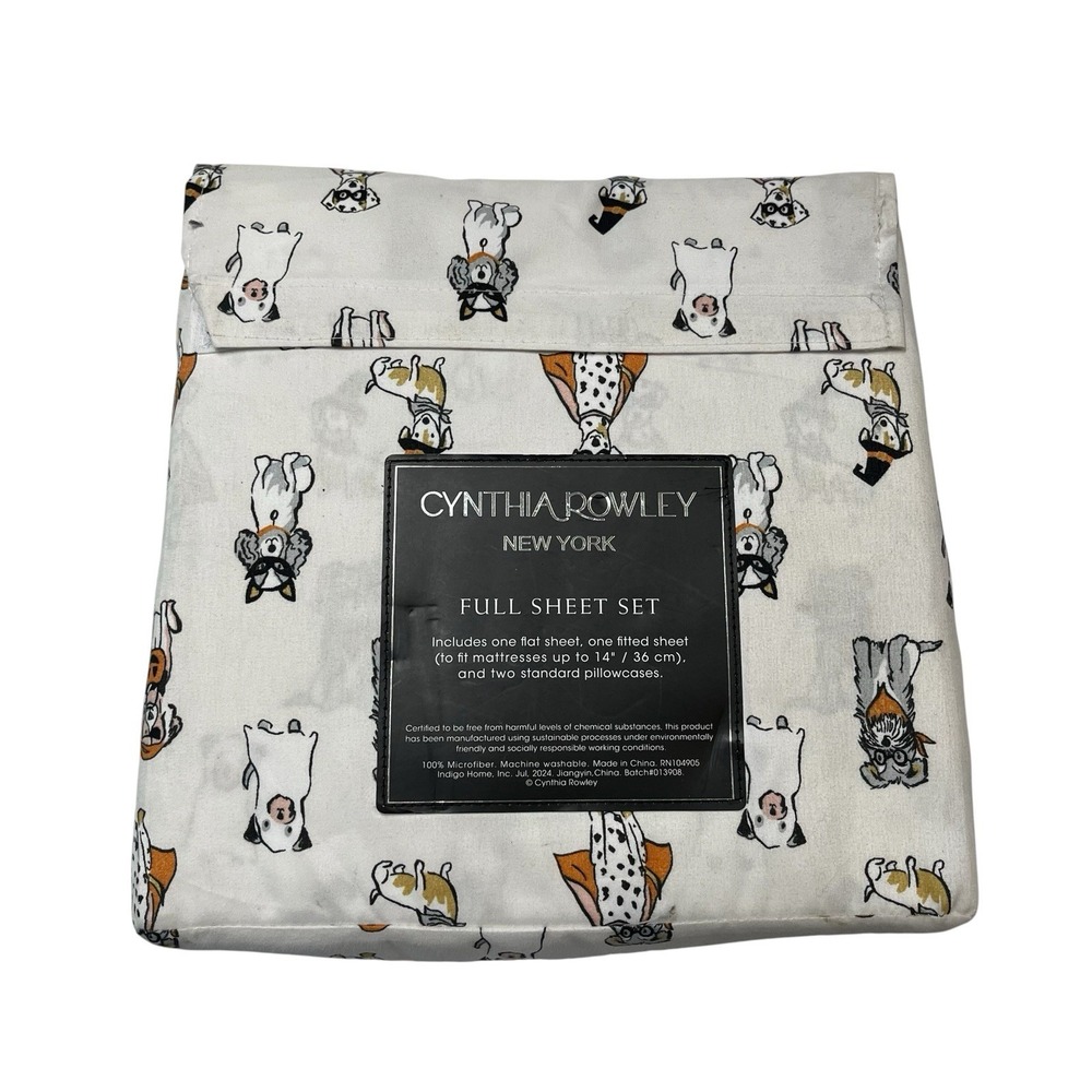 Cynthia Rowley Full Sheet Set Halloween Dogs Puppy Trick Or Treet Print 4 PC